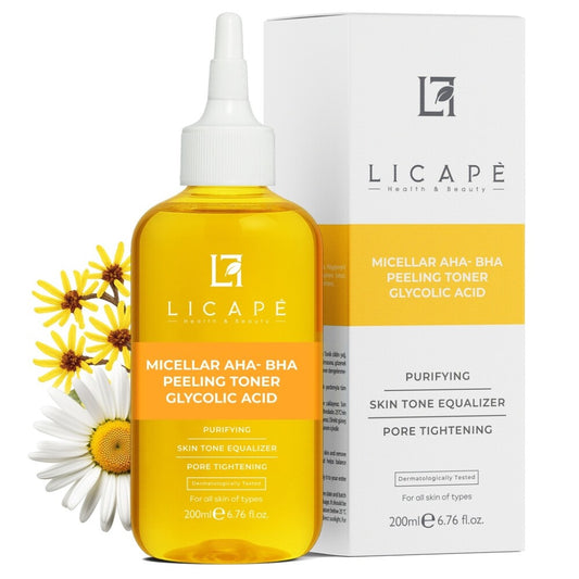 Peeling Gesichtswasser 200 ml - Mit Glycolsäure AHA-BHA & Tiefenreinigung