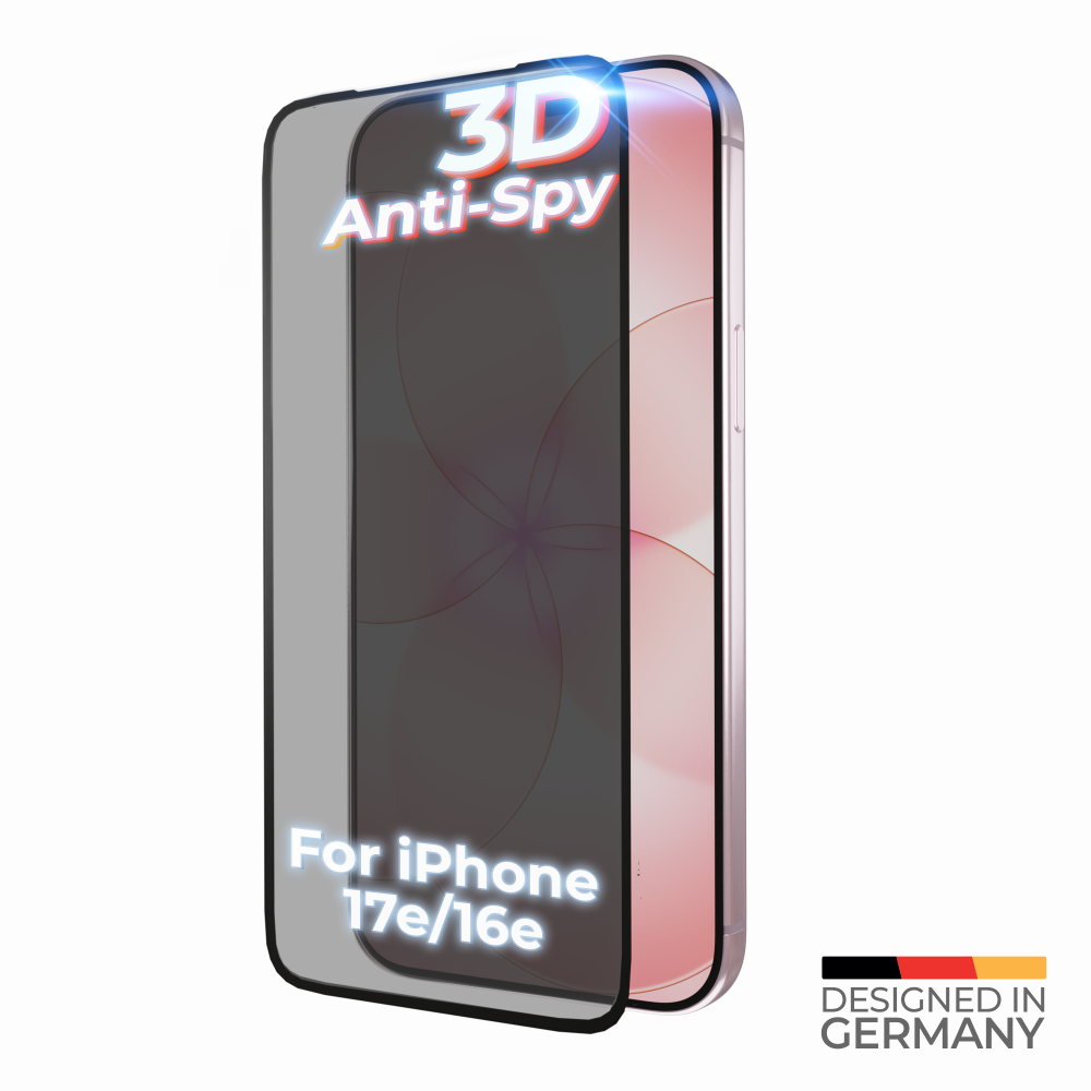 prio 3D Anti-Spionage-Schutzglas für iPhone 17e, schwarz