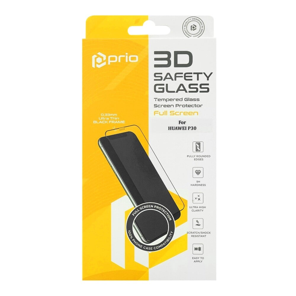 prio 3D screen protector glass for Huawei P30 black