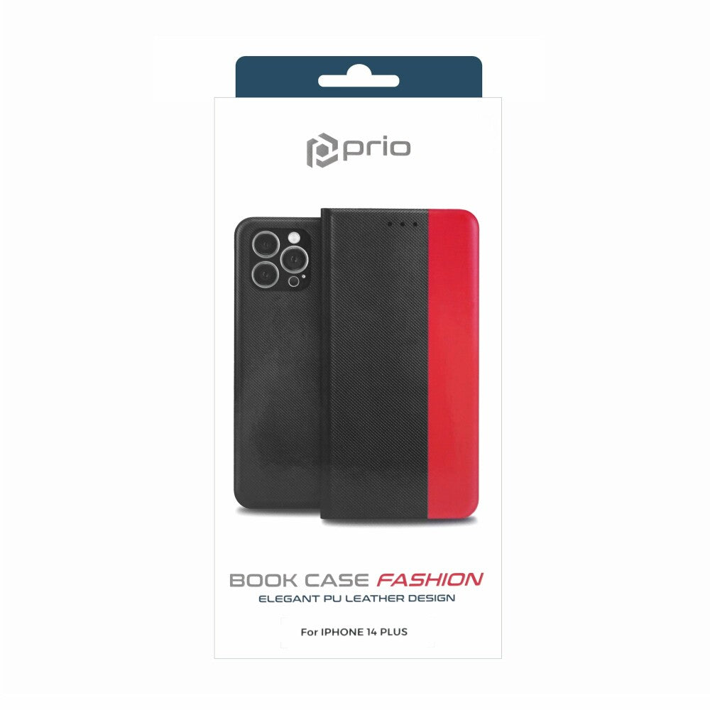 prio Book Case Fashion for iPhone 14 Plus black-red