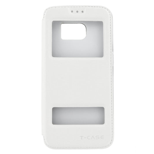 T-CASE Lux Magnet Flip Schutzhülle / Handytasche Samsung S7 Edge weiß