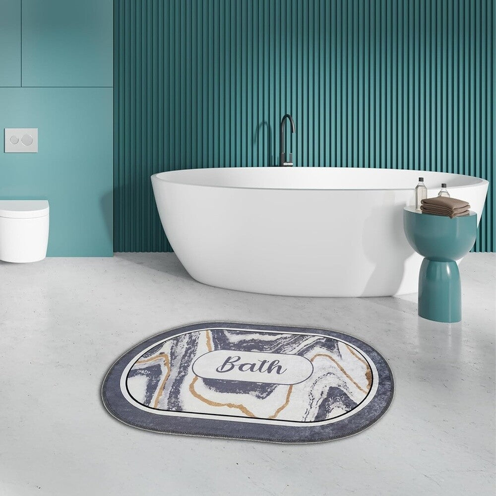 Miqna 2-tlg. rutschfestes Badteppich Set , waschbar (60x100 & 50x60 cm)