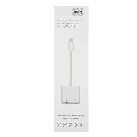 2in1 adapter Apple charging cable to 3.5mm audio including call function, white