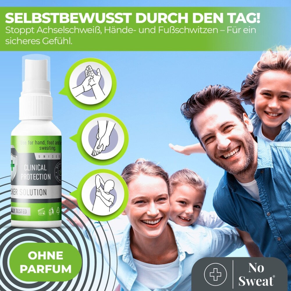 No Sweat Antitranspirant Spray 50 ml – Extra Stark, 7 Tage Schutz gegen Schwitzen x3