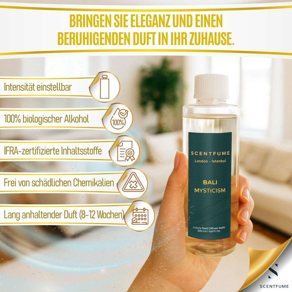 Scentfume Reed Diffuser Nachfüllung 200 ml | Langanhaltendes Raumduftöl