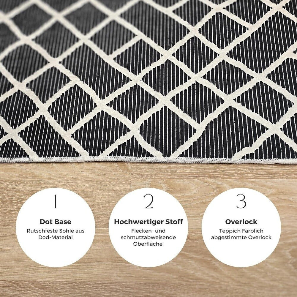 Miqna 2-tlg. rutschfestes Badteppich Set , waschbar (60x100 & 50x60 cm)