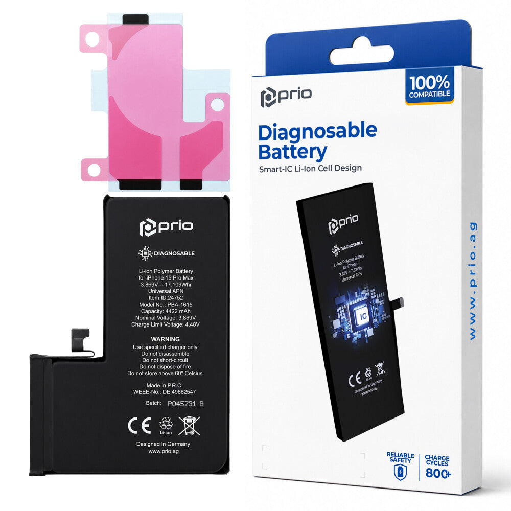 prio Diagnosefähiger Akku für iPhone 15 Pro Max