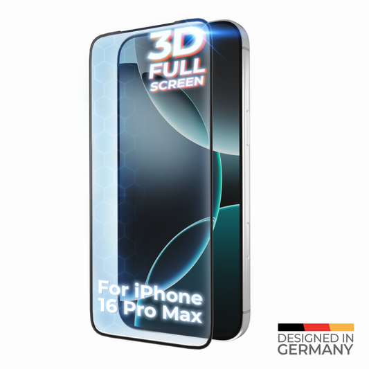 prio 3D Tempered Glass Displayschutzfolie für iPhone 16 Pro Max schwarz