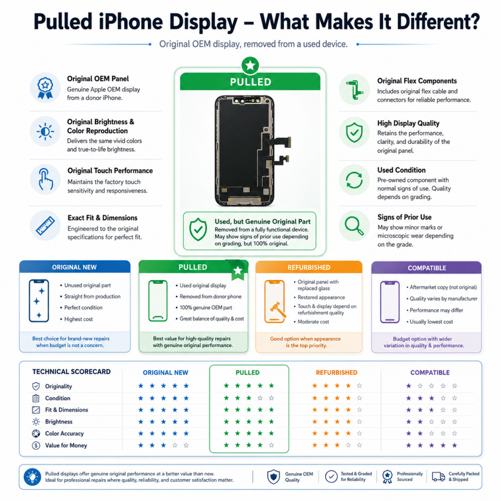 Pulled Original Display für iPhone 15 Pro (inkl. Sensorflex)