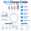 prio 3in1 Micro USB & USB C & Lightning zu USB A Kabel 3A 2m weiß