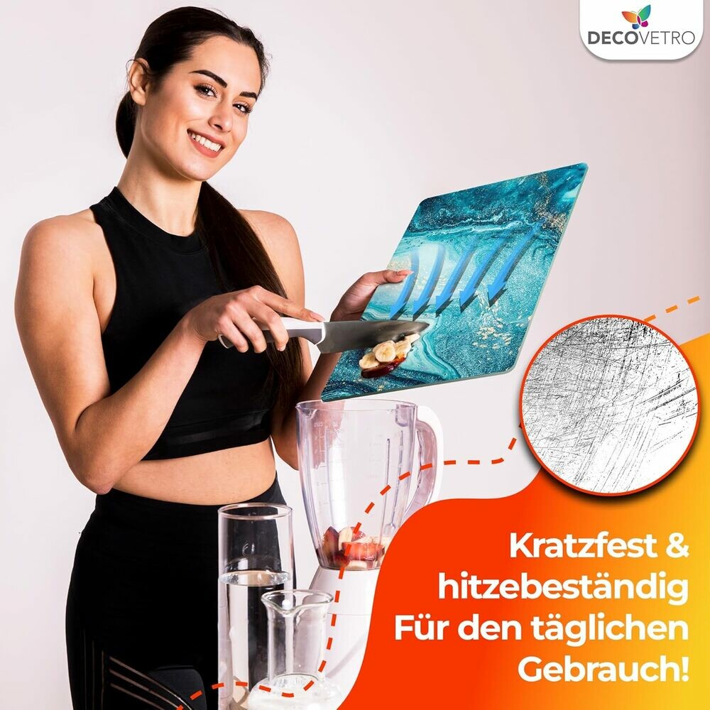 Decovetro Schneidebrett Glas |40x30cm | Glasschneidebrett | Leicht zu reinigen