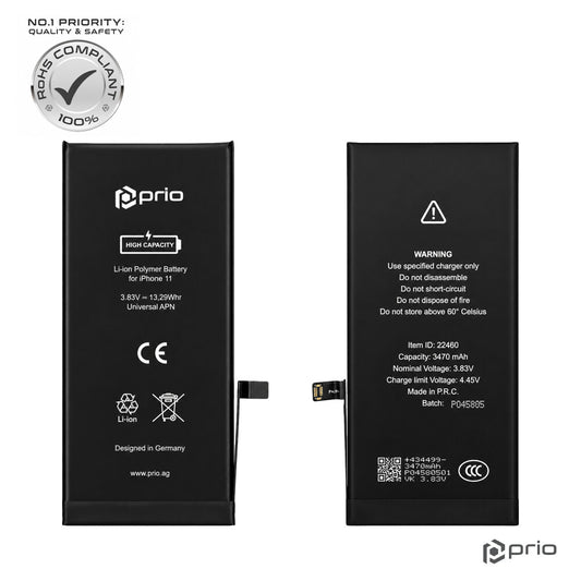 prio Hochleistungsakku für iPhone 11 (3470 mAh) - Universal APN -