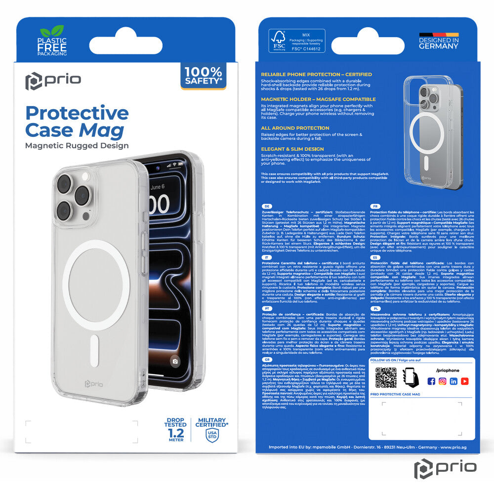 prio Schutzhülle MAG für iPhone 17 Pro Max klar [Neues Design]