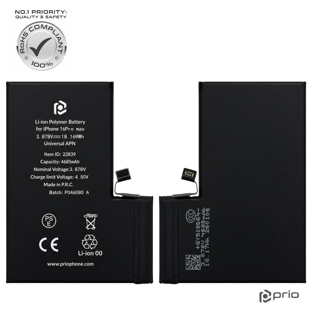 prio Akku für iPhone 16 Pro Max (Universal APN)