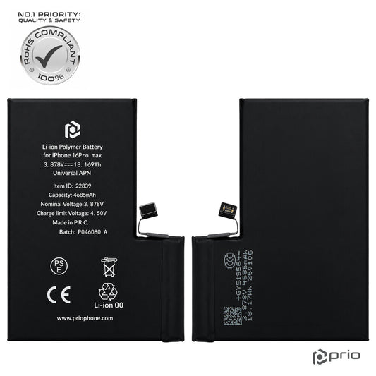 prio Akku für iPhone 16 Pro Max (Universal APN)