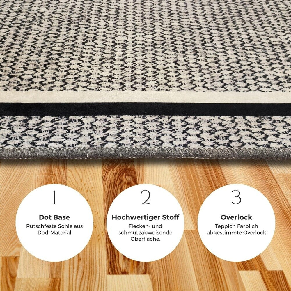 Miqna 2-tlg. rutschfestes Badteppich Set , waschbar (60x100 & 50x60 cm)