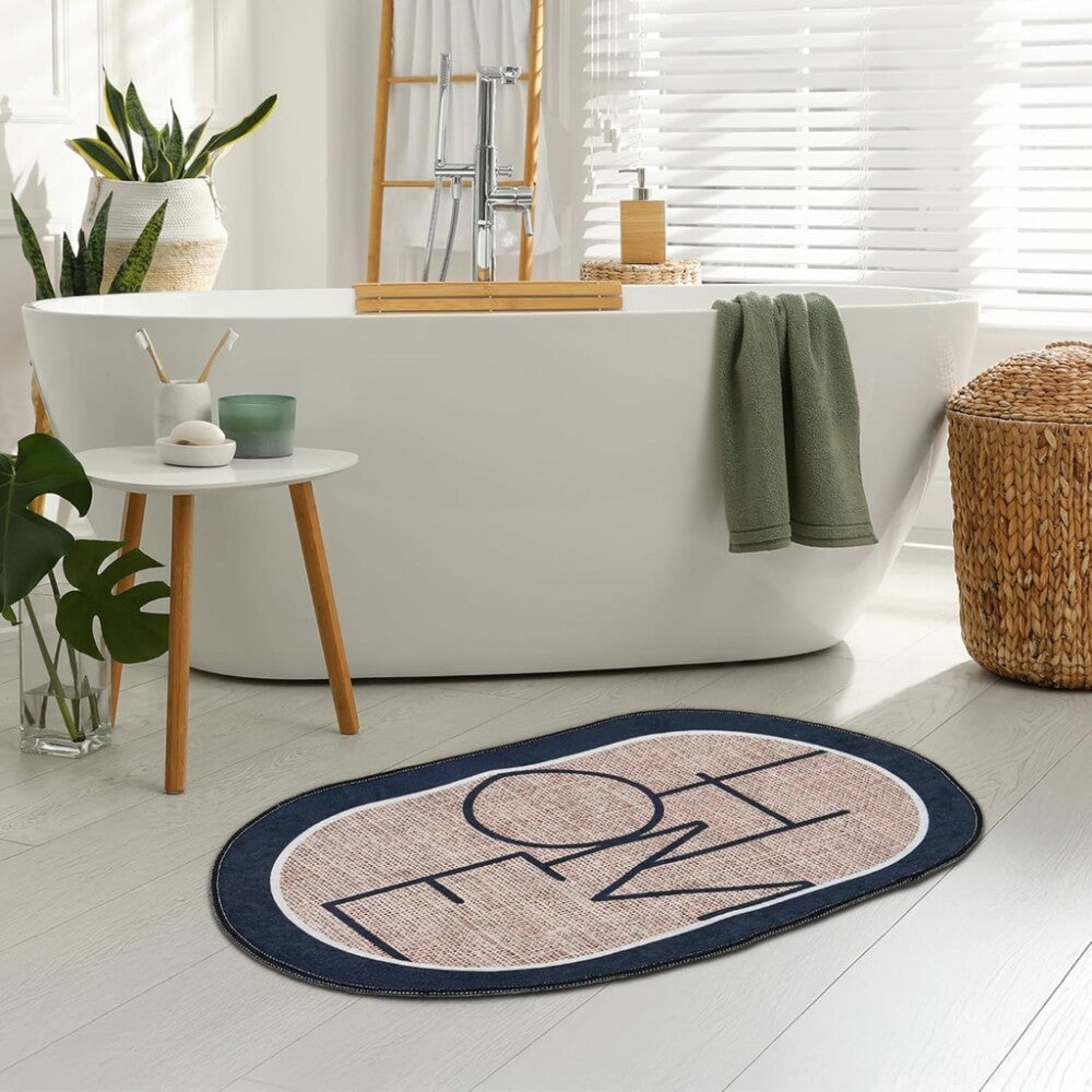 Miqna 2-tlg. rutschfestes Badteppich Set , waschbar (60x100 & 50x60 cm)