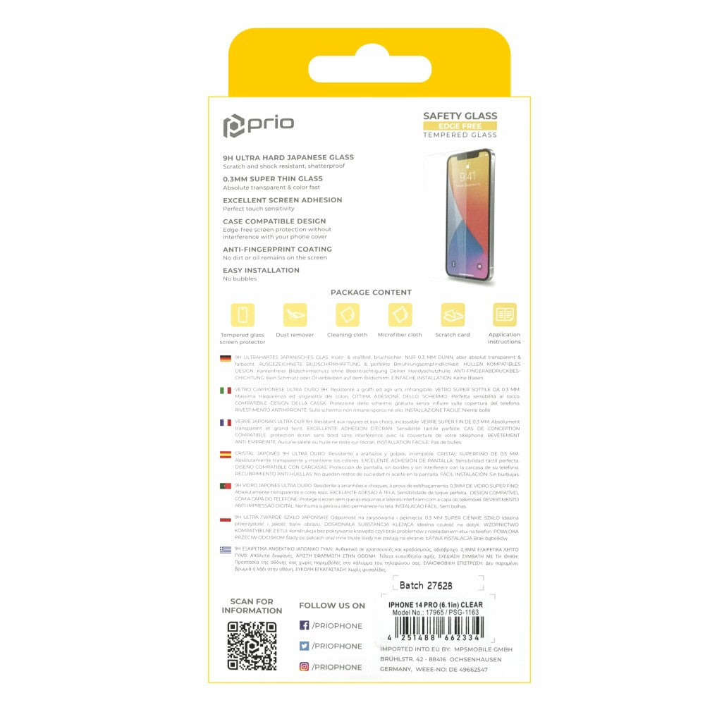 prio screen protector glass for iPhone 14 Pro transparent