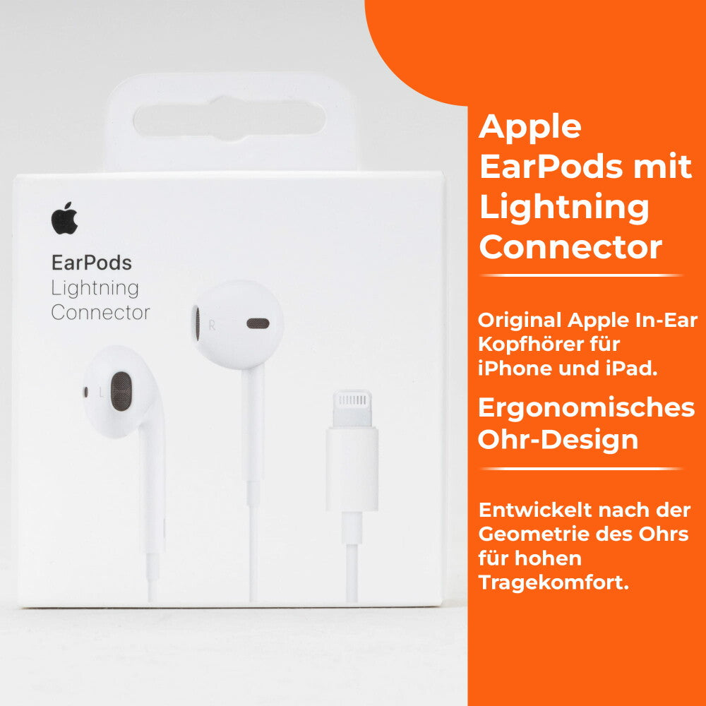 Original Apple EarPods Headset MWTY3ZM/A mit Lightning Connector weiß