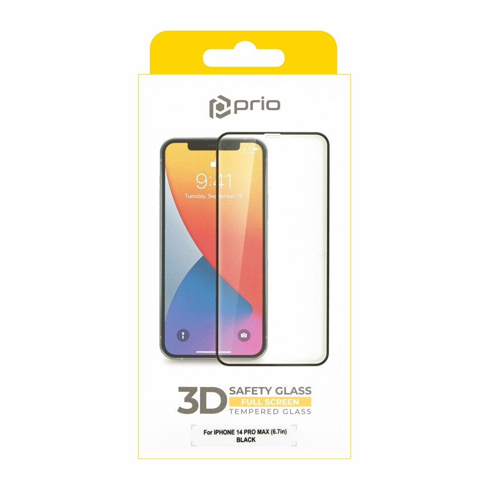 prio 3D screen protector glass for iPhone 14 Pro Max black