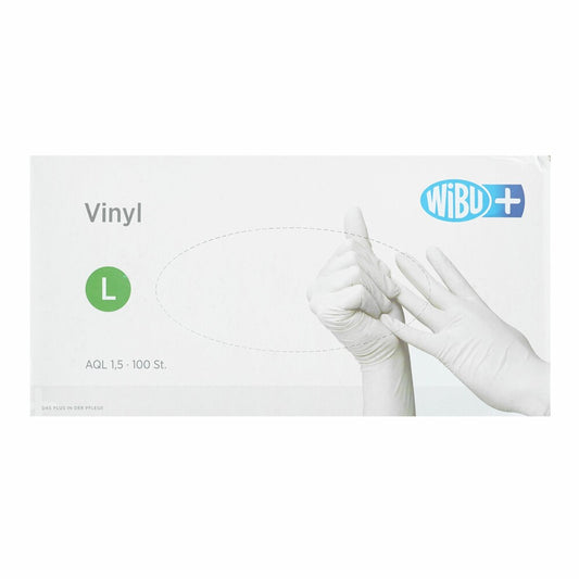 Wibu+ Vinyl Gloves, 100 pieces, size L, clear