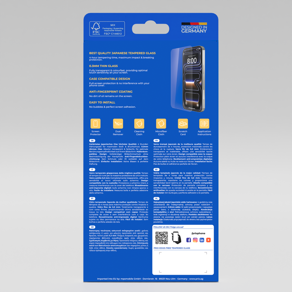 prio Displayschutzglas für iPhone 11 Pro/XS/X transparent