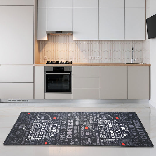 miqna Moderner Küchenteppich Gel Läufer Grau Weiß Schwarz Natural Coffee Design