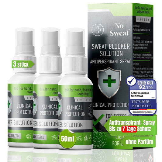 No Sweat Antitranspirant Spray 50 ml – Extra Stark, 7 Tage Schutz gegen Schwitzen x3