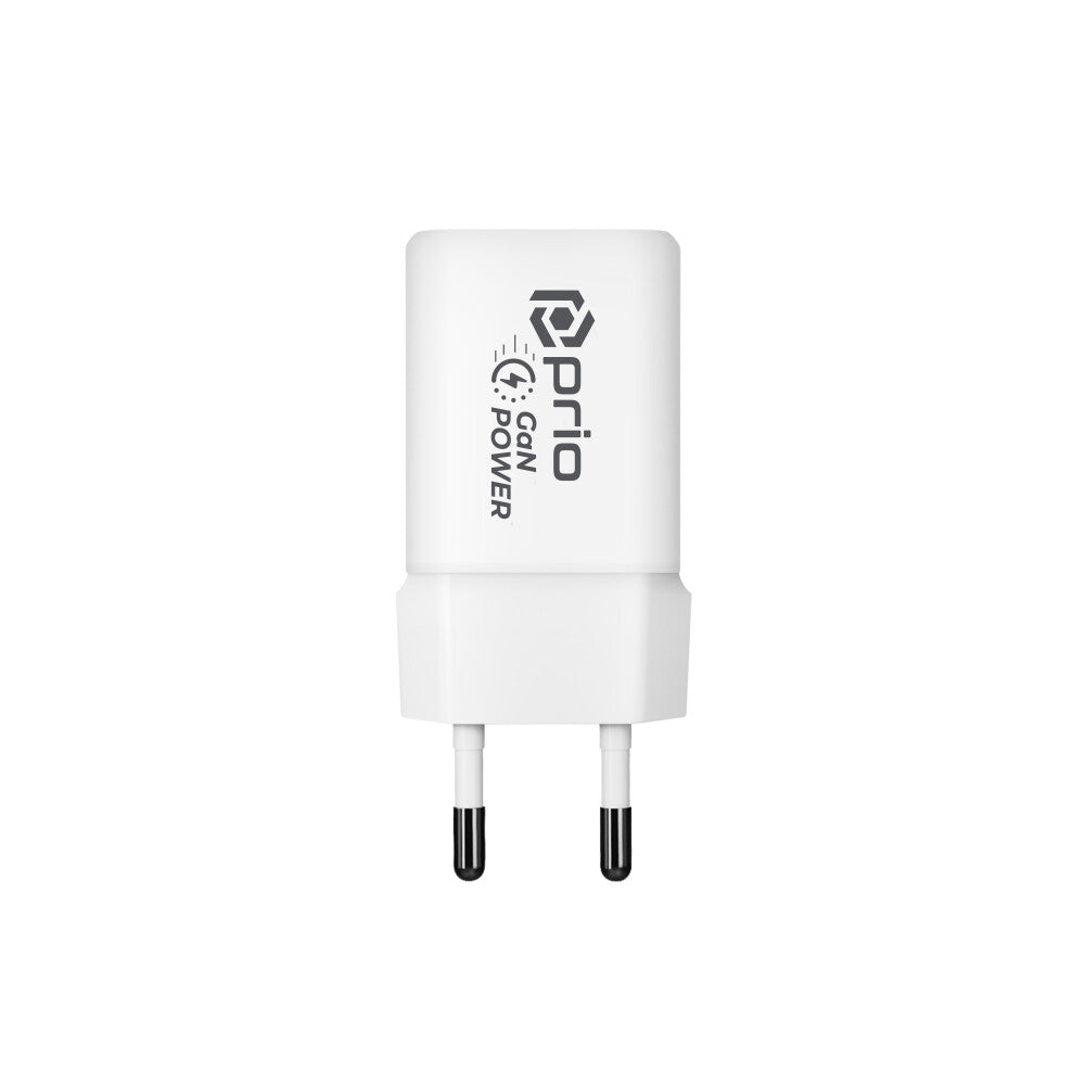 prio Wandladegerät GaN Power 30W PD PPS (USB C) + QC 3.0 (USB A) weiß