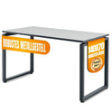 MMX METAL Schreibtisch aus Metall, Hellgrau farbene Platte und schwarzes Gestell, Computertisch, einfache Montage, 140 x 70 x 73