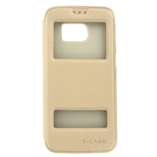 T-CASE Lux Magnet Flip Schutzhülle / Handytasche für Samsung S7 Edge Gold