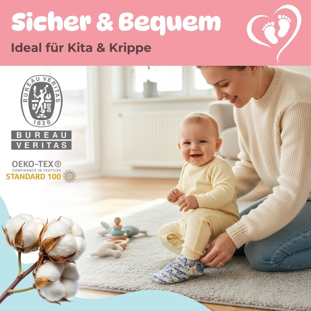 Kokopatik Organic Baumwolle Baby Hausschuhe rutschfest Neugeborene Mondruf