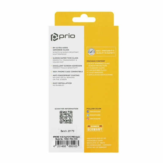 prio 10x 3D screen protector glass for iPhone 14/13/13 Pro black