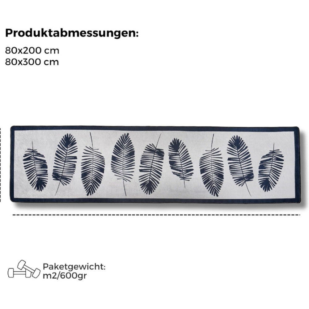 miqna Moderner Küchenläufer Waschbar Rutschfest Teppich Schwarz Weiß Hauptbild