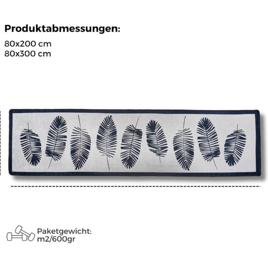 miqna Moderner Küchenläufer Waschbar Rutschfest Teppich Schwarz Weiß Hauptbild