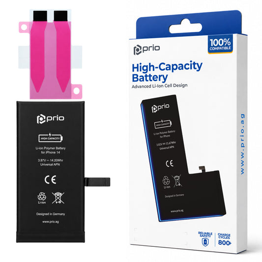 Prio Hochleistungsakku für iPhone 14 (3670 mAh) - Universeller APN -