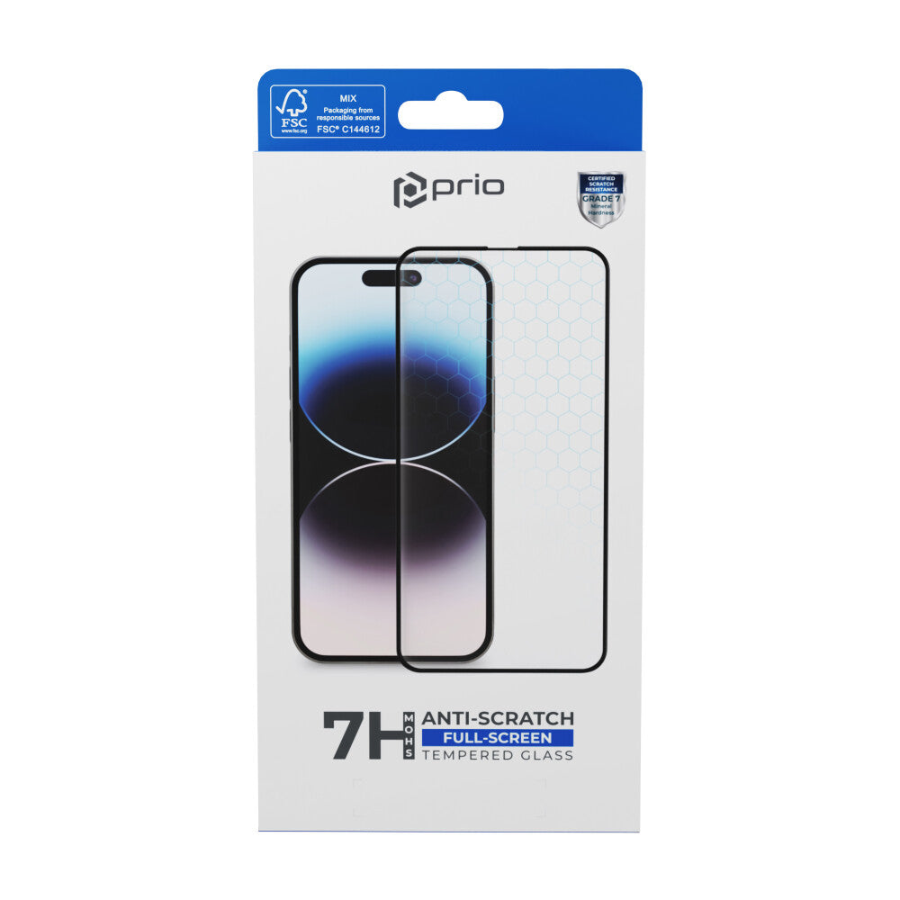 prio 3D Anti-Scratch Screen Protector Glass for iPhone 15 (6.1in) black