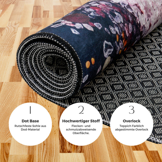 miqna Rutschfester Waschbarer Küchenteppich Schwarz – Küchenläufer & Matte