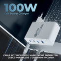 prio Wandladegerät GaN Power 100W PD PPS (USB-C) + QC 3.0 (USB-A) weiß