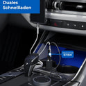 prio Fast Charge Autoladegerät 100W PD (USB C) + 22,5W (USB A) schwarz