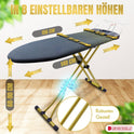 Bügelbrett, Bügeltisch, Bügelbrettbezug 40x140cm, Höhe 68-90cm, Grau, Goldfarbig
