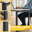 MMX METAL Schreibtisch aus Metall, Hellgrau farbene Platte und schwarzes Gestell, Computertisch, einfache Montage, 140 x 70 x 73