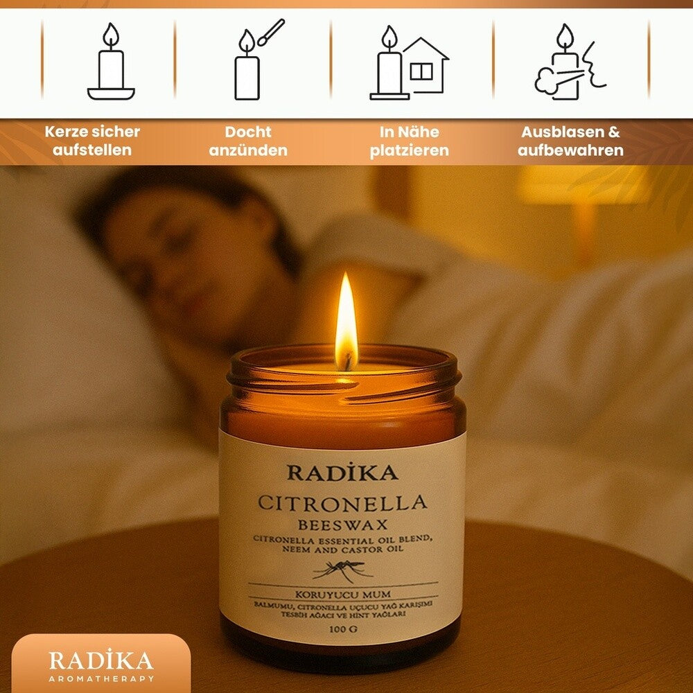 Mosquito Repellent Candle, Anti Mücken Kerze, 100% Rein, BIO, natürlich, 100 gr