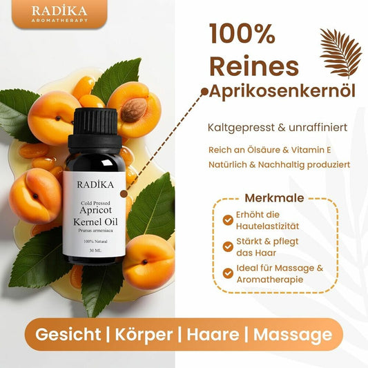 Aprikosenkernöl, Kaltgepresst, 100% Rein, BIO, natürlich, 30 ml