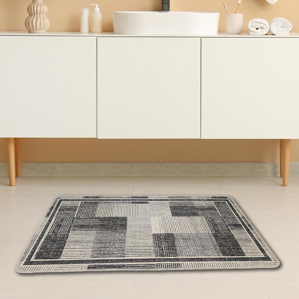 Miqna 2-tlg. rutschfestes Badteppich Set , waschbar (60x100 & 50x60 cm)
