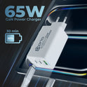 prio Wandladegerät GaN Power 65W PD PPS (USB C) + QC 3.0 (USB A) weiß