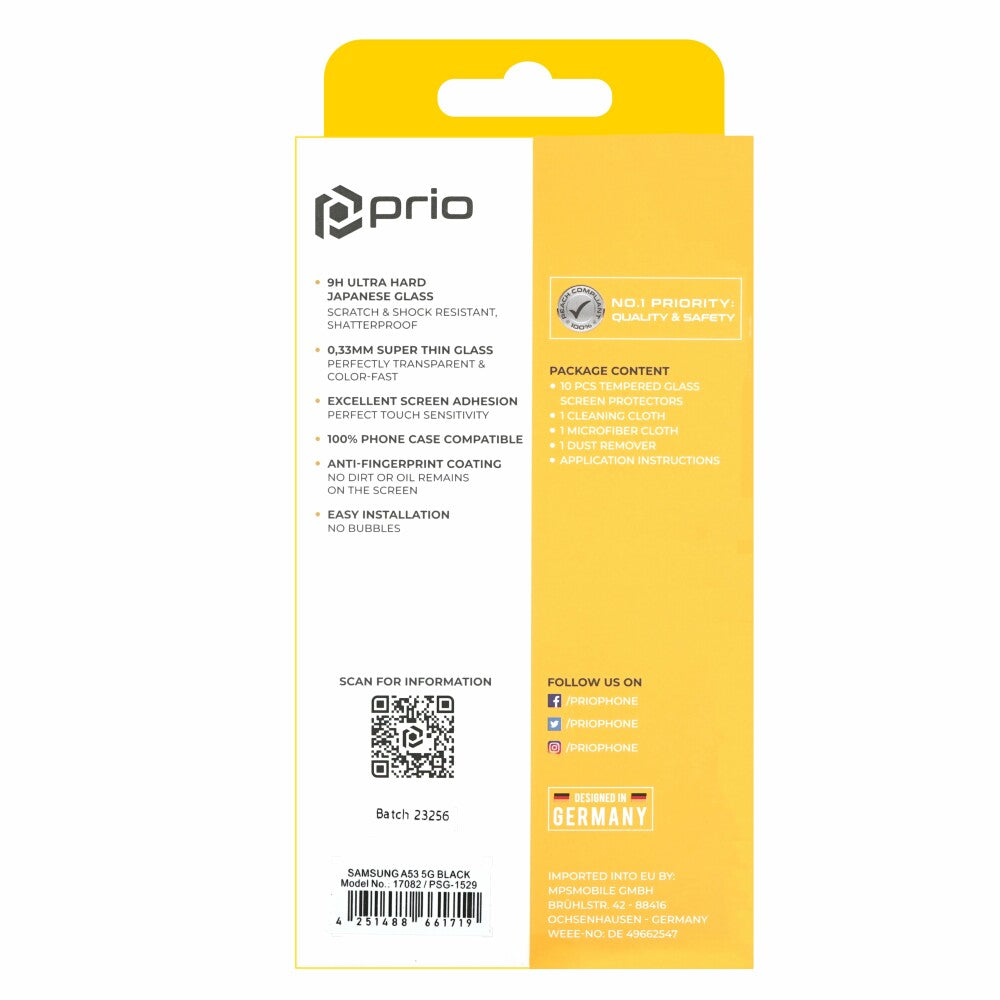 prio 10x 3D screen protector glass for Samsung A53 5G black