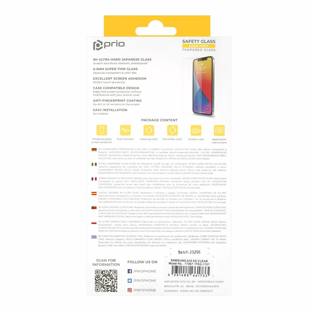 prio screen protector glass for Samsung A33 5G transparent