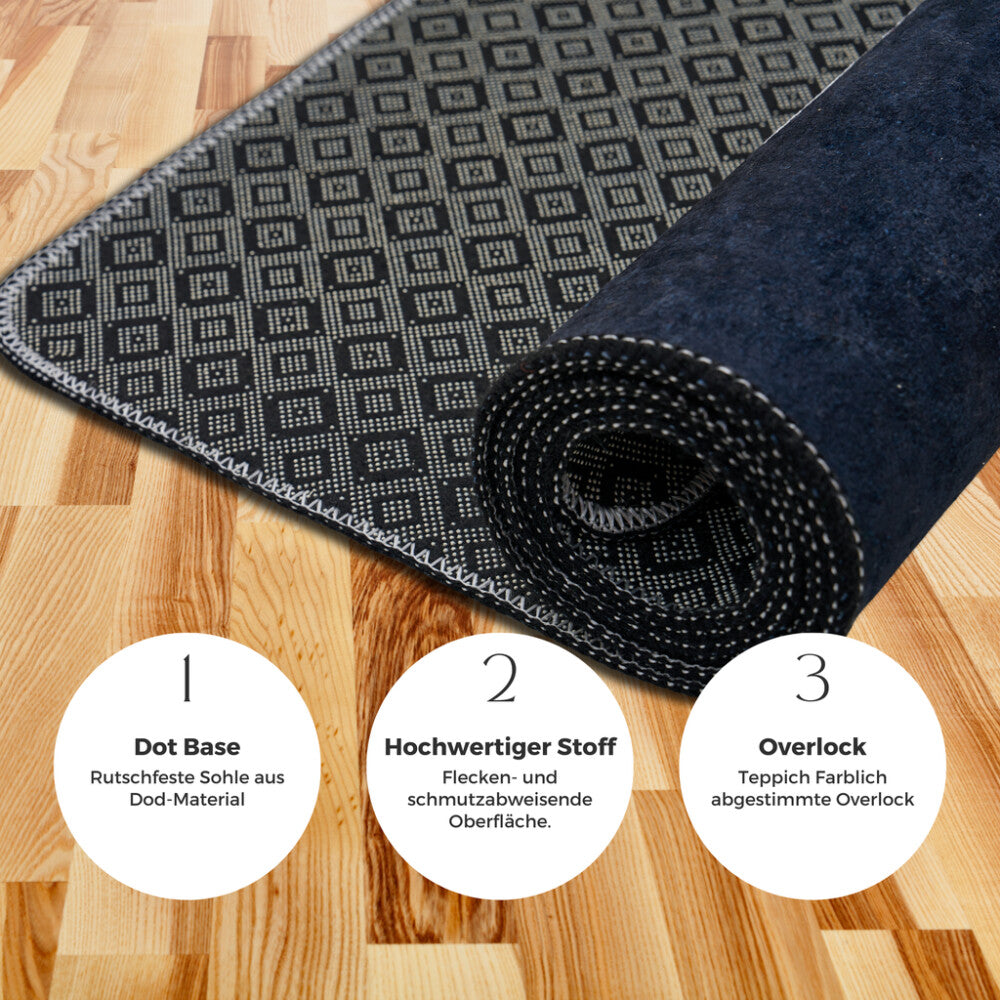 miqna Küchenteppich, rutschfeste Küchenläufer, Waschbarer Küchenteppich, Schwarz Hauptbild
