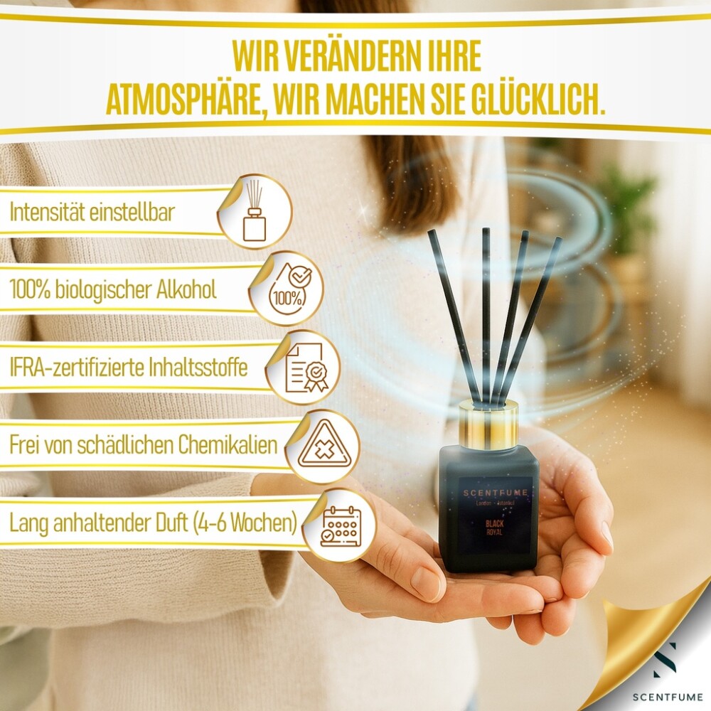 Scentfume Schwarzer Rattanstäbchen-Diffusor